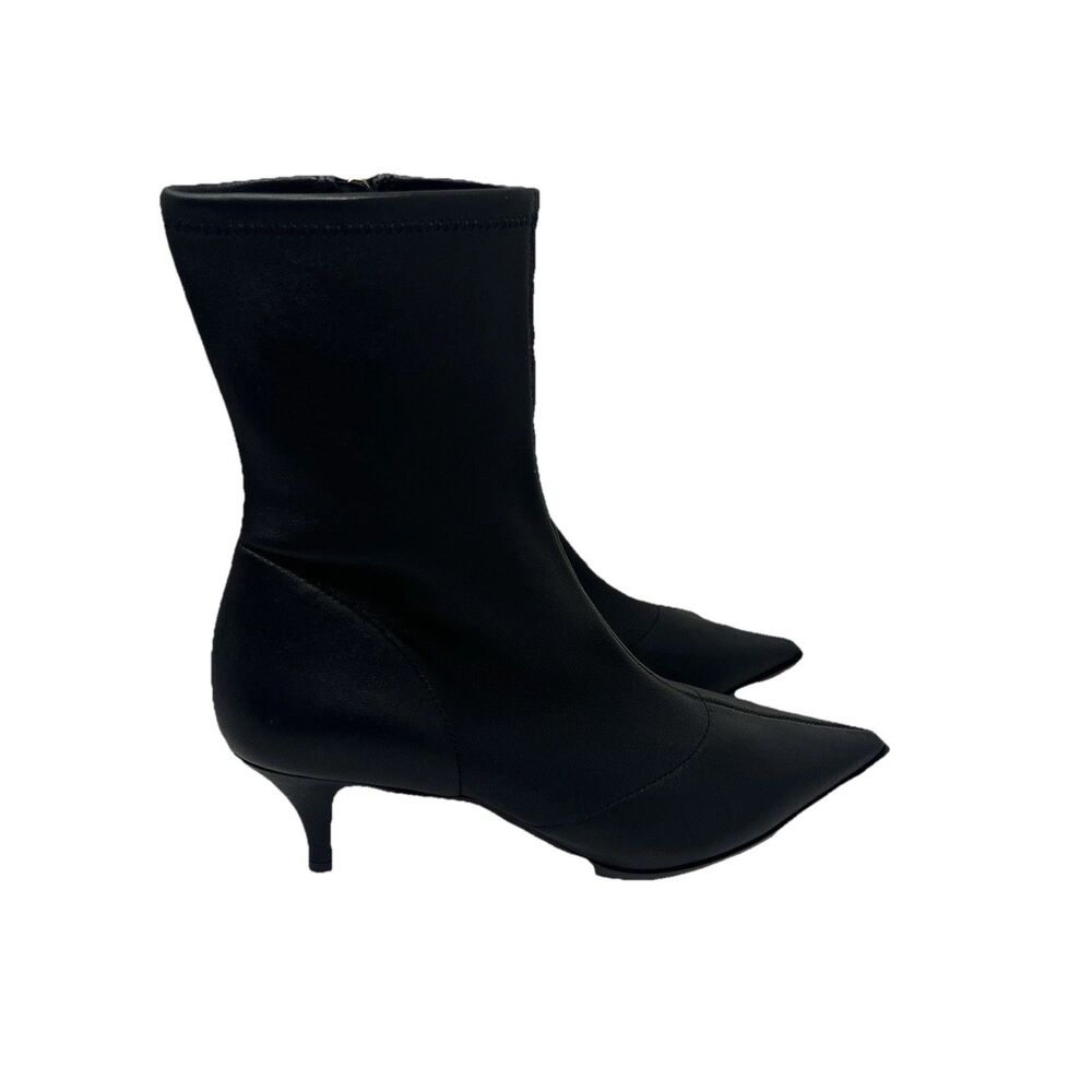 J Crew Ankle Boots Womens 10 Black Leather Stevie Kitten Heel Point Toe Luxury